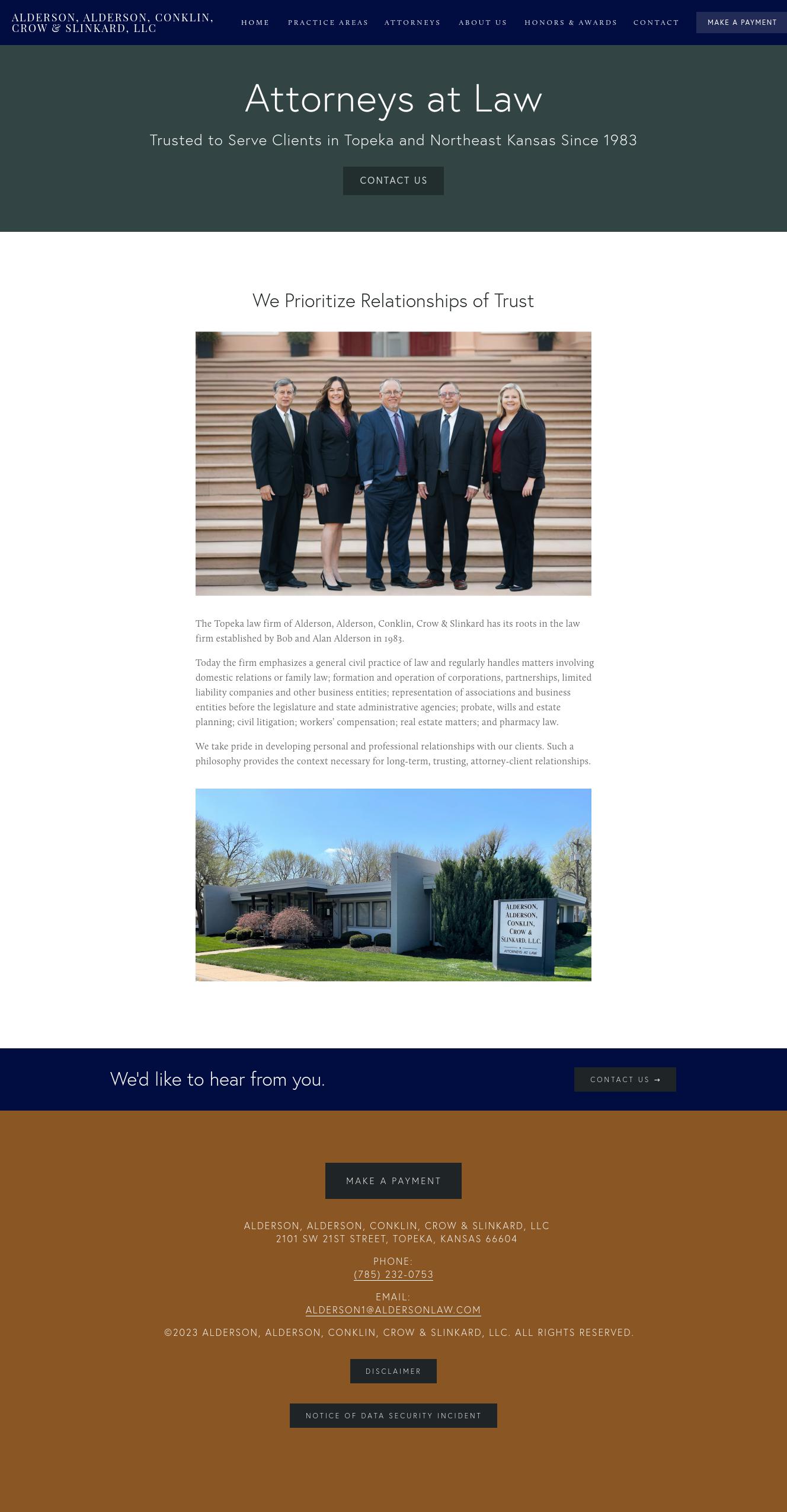 Alderson, Alderson, Weiler, Conklin, Burghart & Crow, L.L.C. - Topeka KS Lawyers