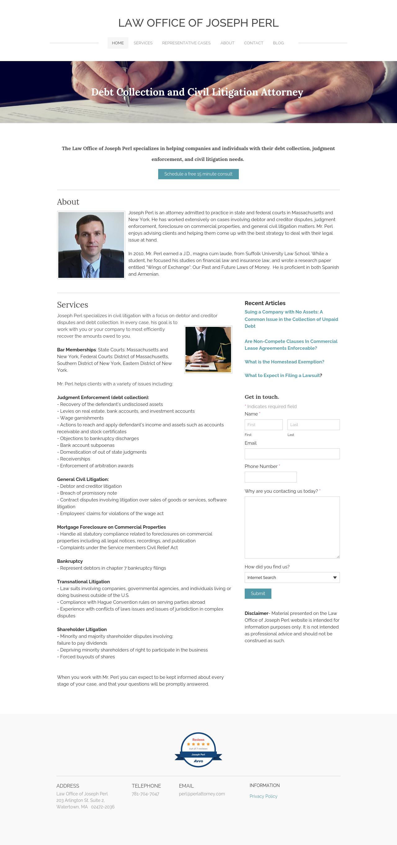 Joseph Perl, Esq. - Wilmington MA Lawyers