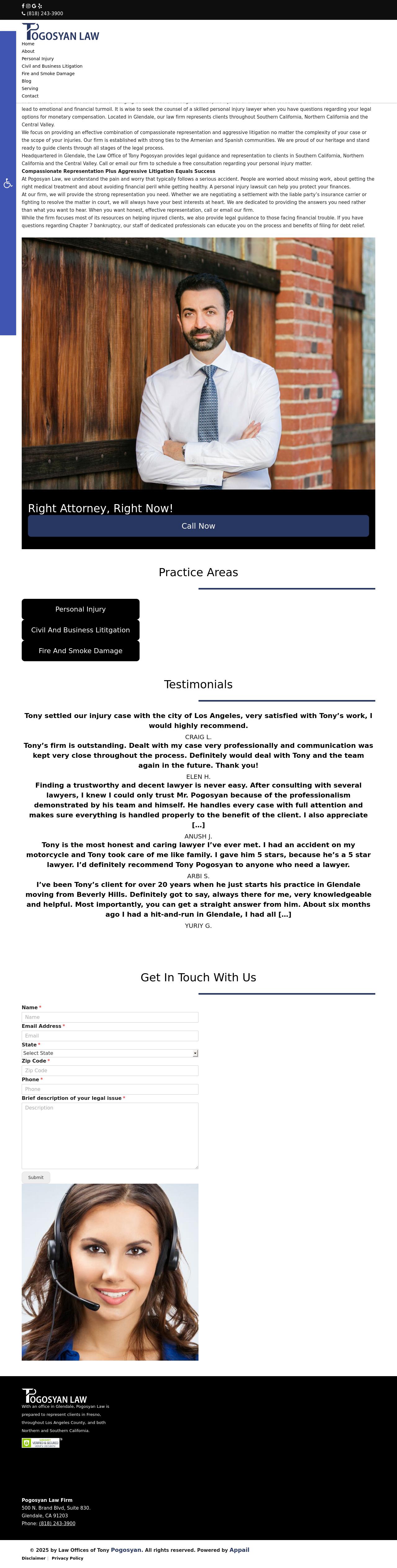 Law Offices of Tony Pogosyan - Glendale CA Lawyers