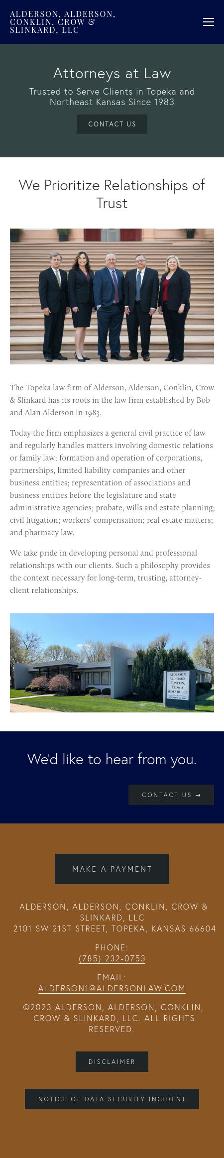 Alderson, Alderson, Weiler, Conklin, Burghart & Crow, L.L.C. - Topeka KS Lawyers