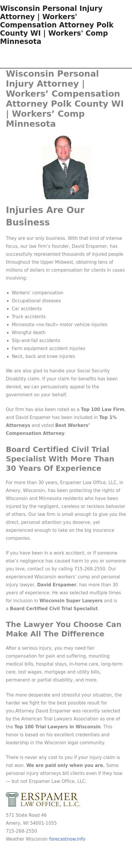 Erspamer Law Offices, LLC - Amery WI Lawyers