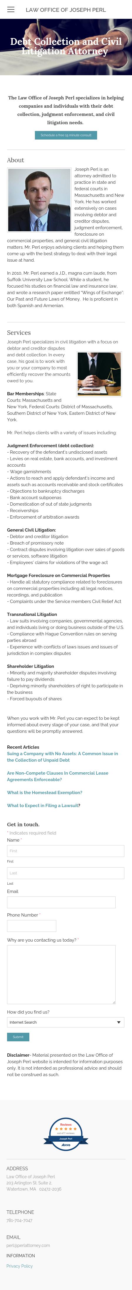 Joseph Perl, Esq. - Wilmington MA Lawyers