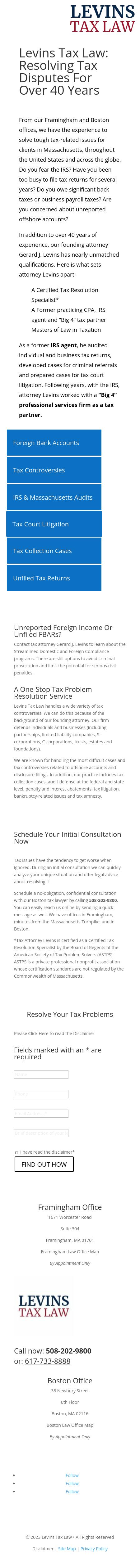 Levins Tax Law - Boston MA Lawyers