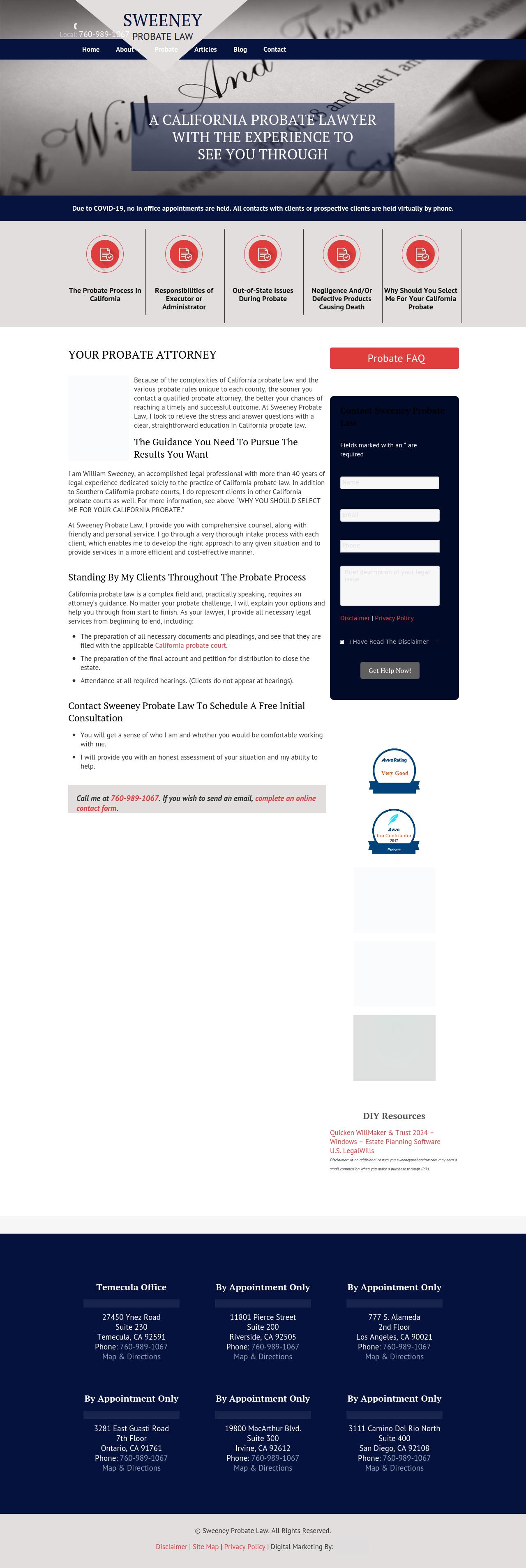 Sweeney Probate Law - Riverside CA Lawyers