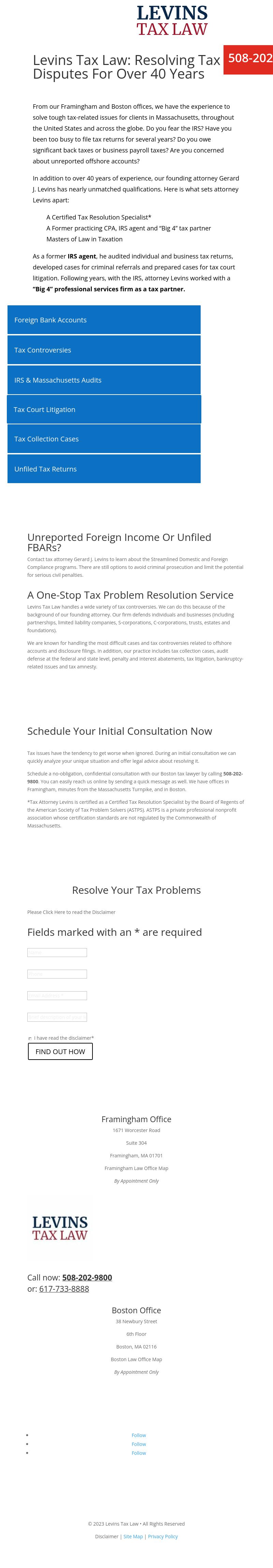 Levins Tax Law - Boston MA Lawyers