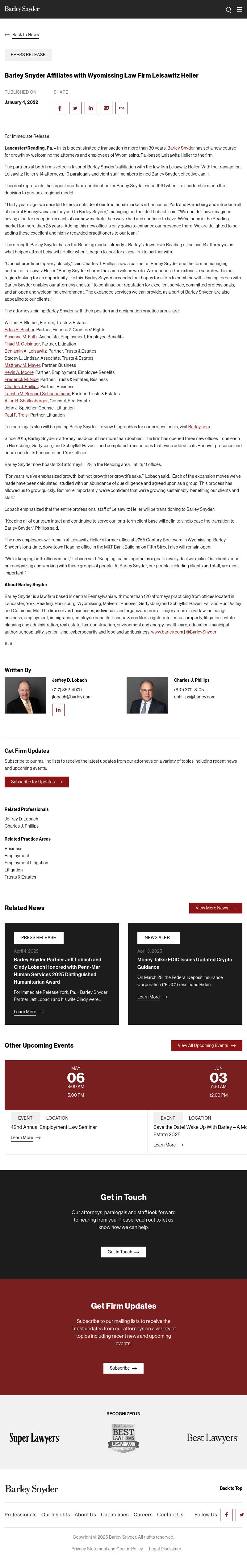 The Law Firm of Leisawitz Heller - Wyomissing PA Lawyers