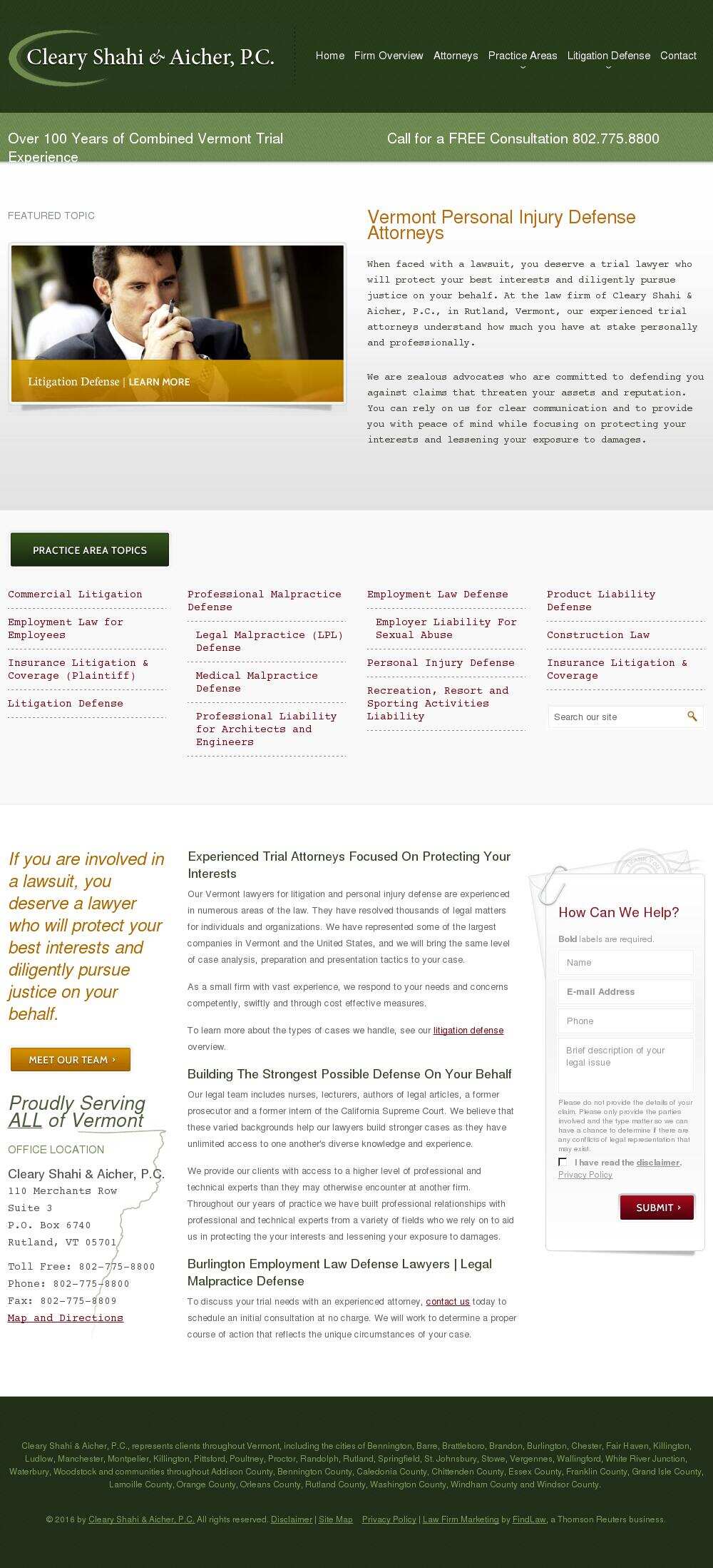 Cleary Shahi & Aicher, P.C. - Rutland VT Lawyers