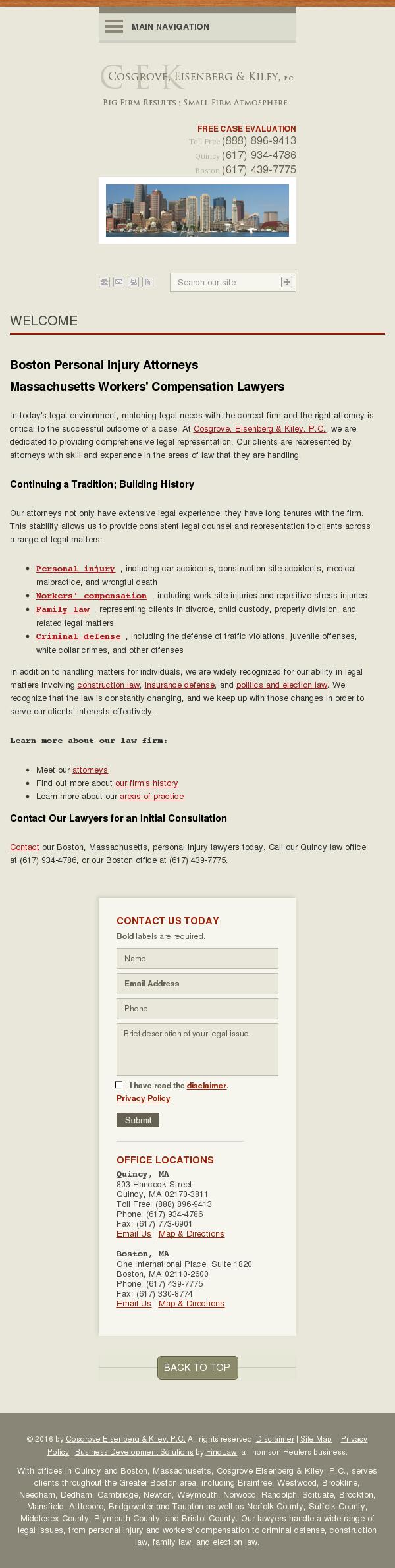Cosgrove Eisenberg & Kiley, P.C. - Boston MA Lawyers