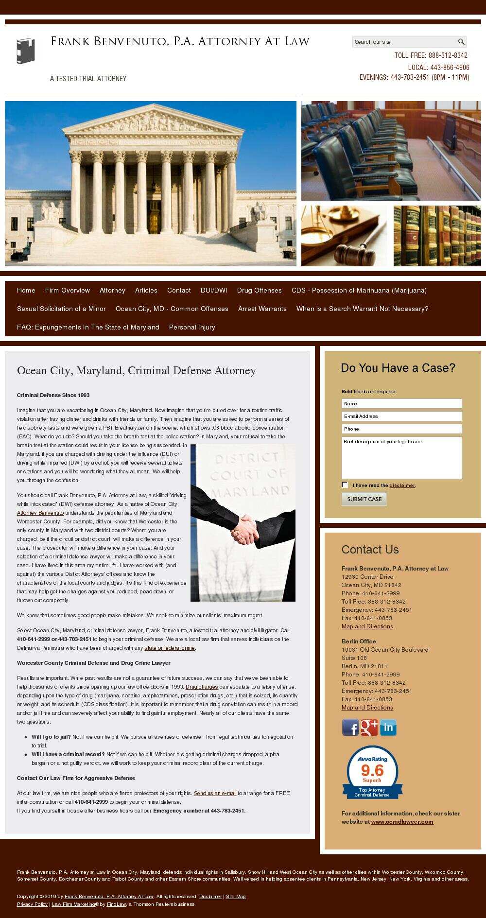 Frank Benvenuto, P.A. Attorney At Law - Berlin MD Lawyers