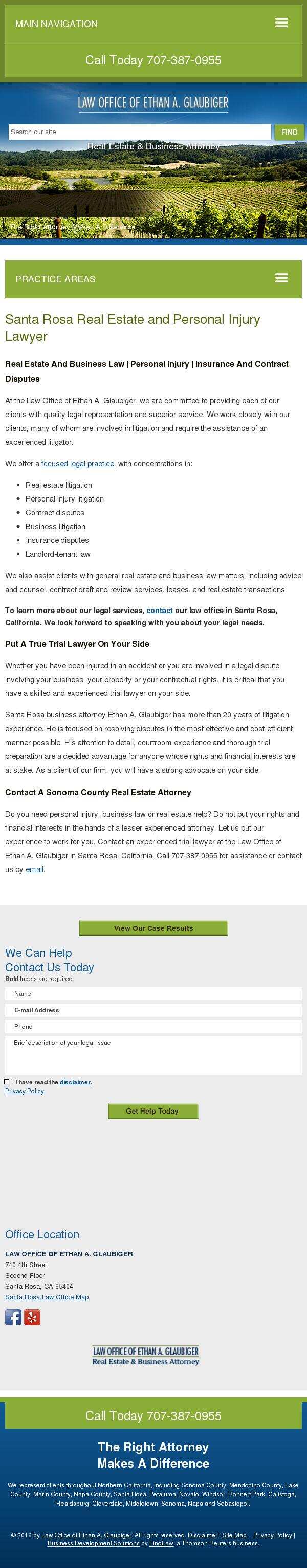 Law Office of Ethan A. Glaubiger - Santa Rosa CA Lawyers