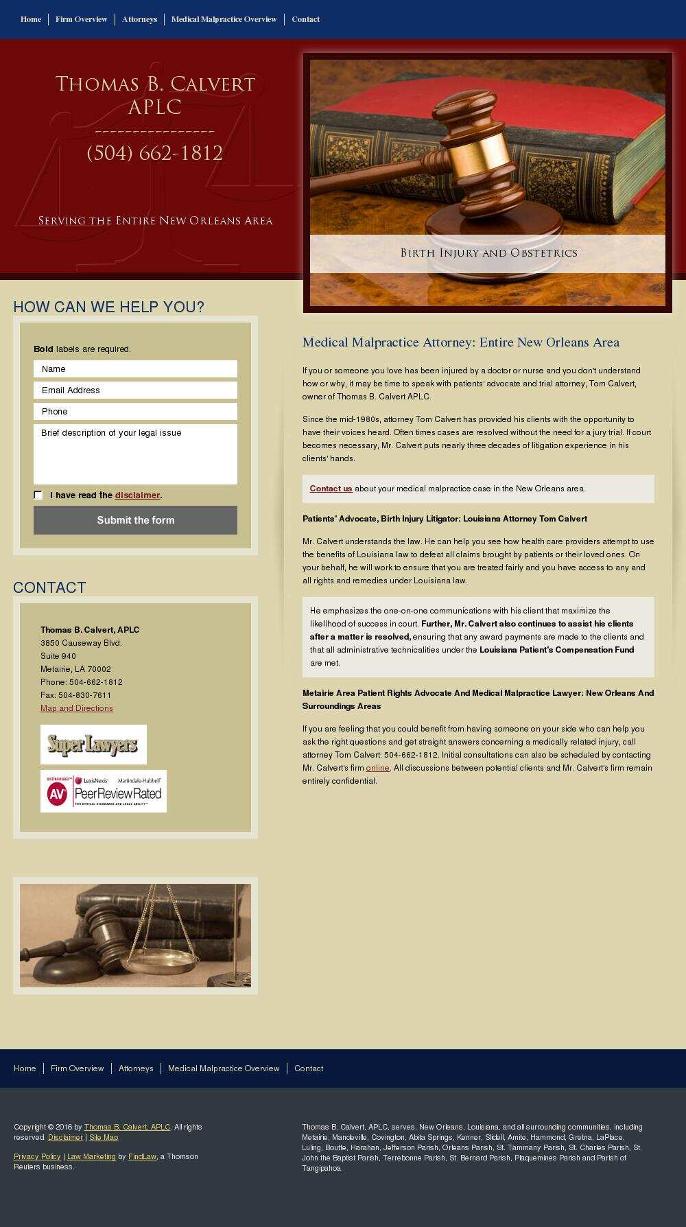 Tom Calvert, LLC - Metairie LA Lawyers