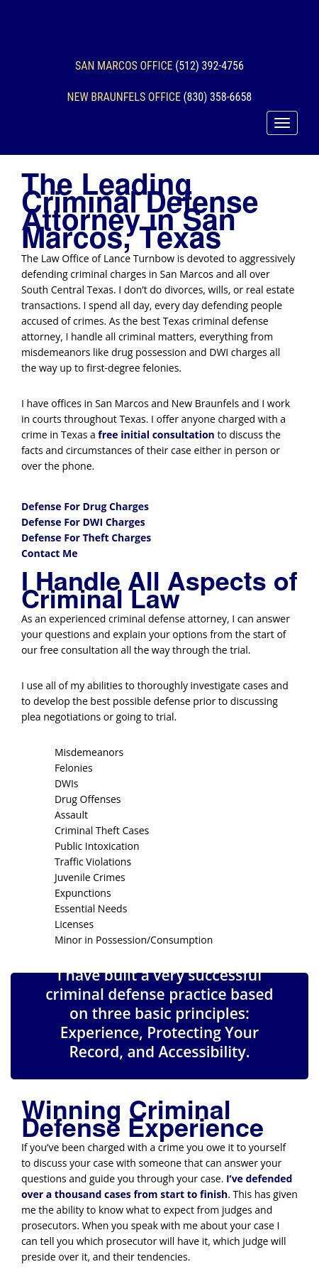 Law Office of Lance Turnbow - San Marcos TX Lawyers