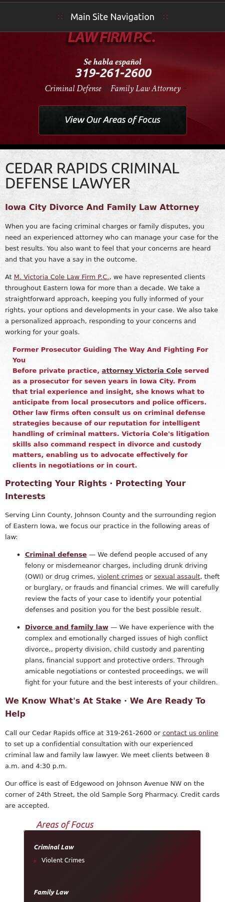 M. Victoria Cole Law Firm P.C. - Cedar Rapids IA Lawyers