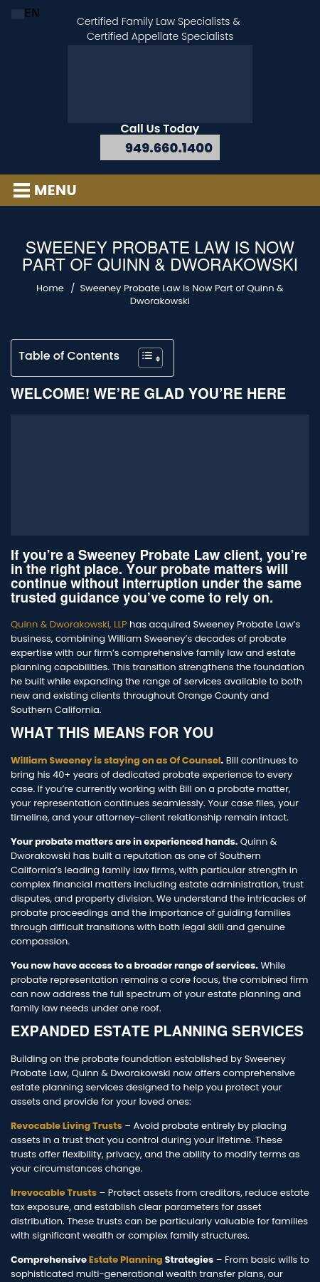 Sweeney Probate Law - Hemet CA Lawyers