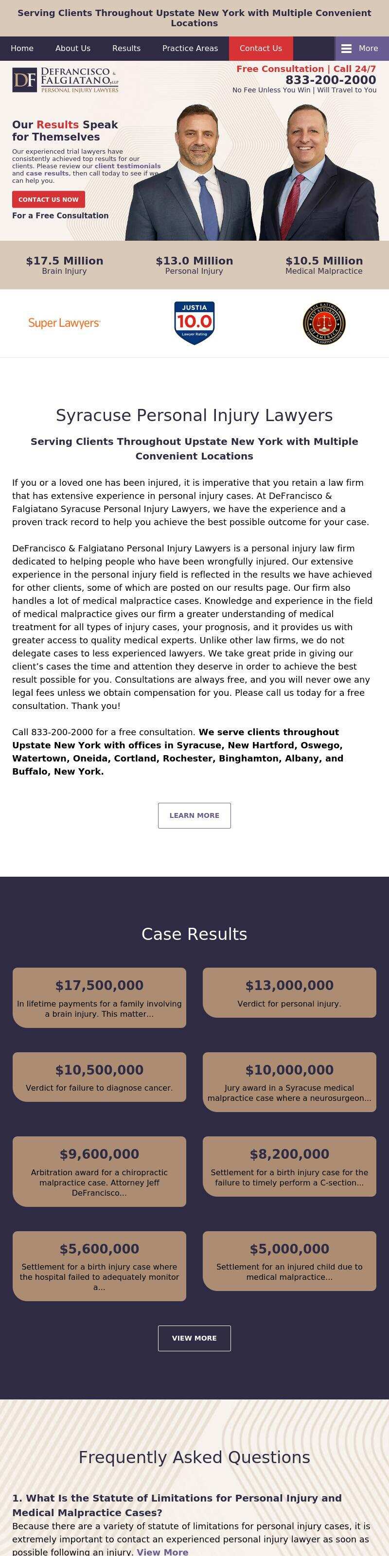 DeFrancisco & Falgiatano Personal Injury Lawyers - New Hartford NY Lawyers