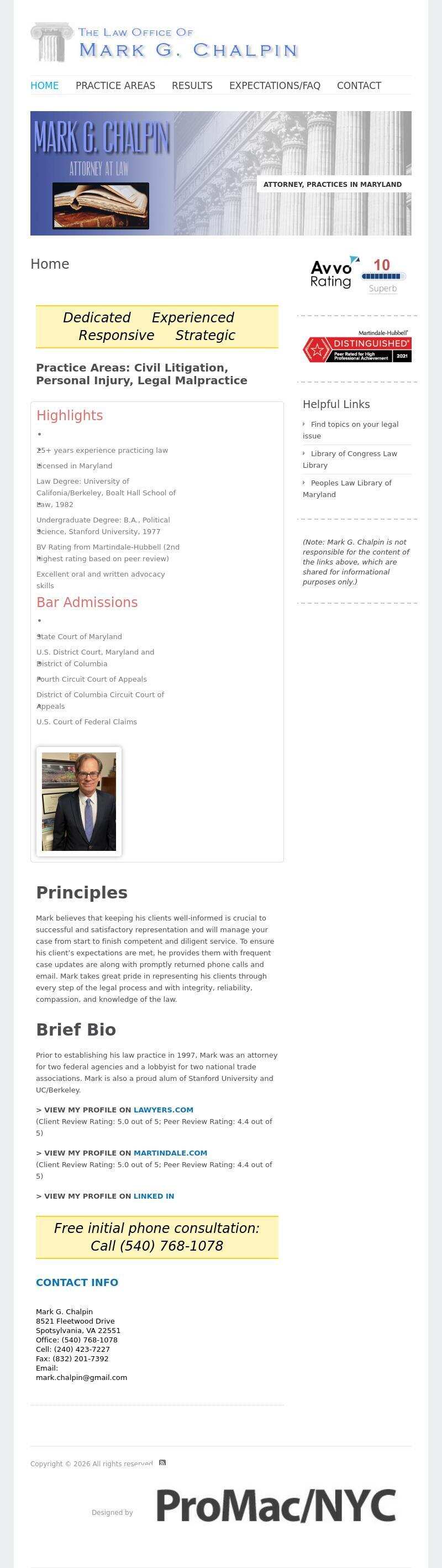 Mark G. Chalpin, Esq. - Gaithersburg MD Lawyers