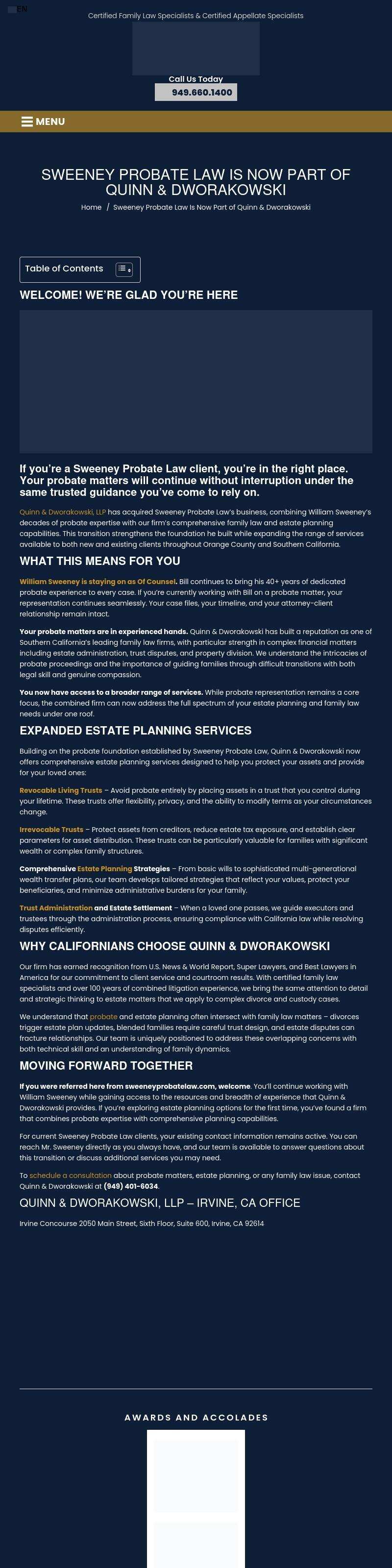Sweeney Probate Law - Hemet CA Lawyers
