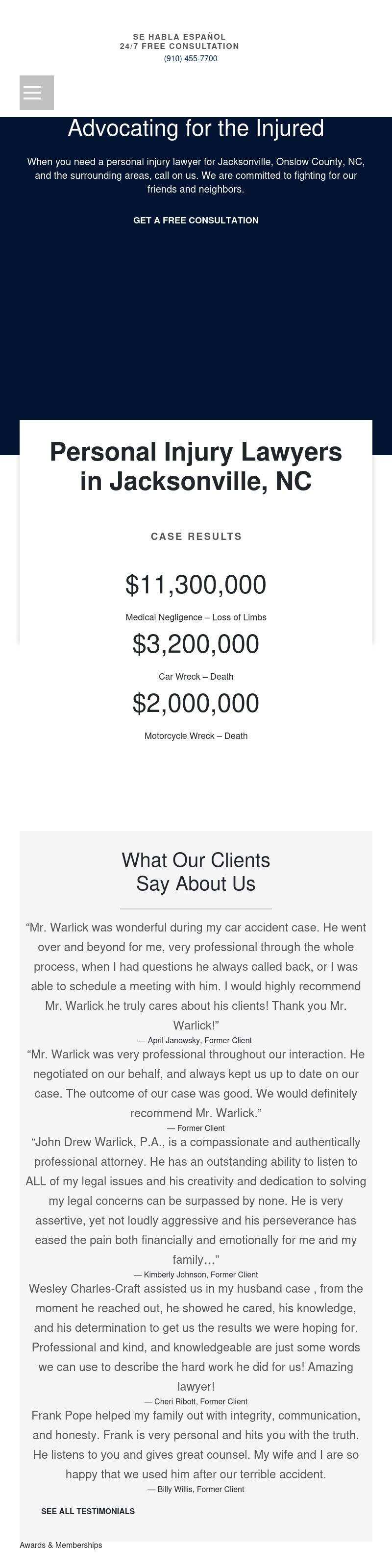 The Law Offices of John Drew Warlick, P.A. - Jacksonville NC Lawyers